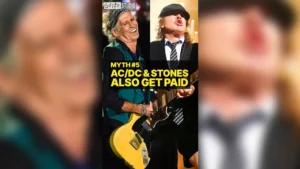 Famous rock bands AC/DC and The Rolling Stones getting paid for music