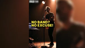 Solo musician practicing without excuses or a band