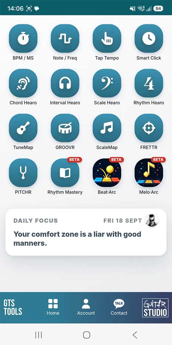 Guitar Training Studio App – 16 Guitar Training Tools Guitar Training Studio app with 16 interactive guitar training tools